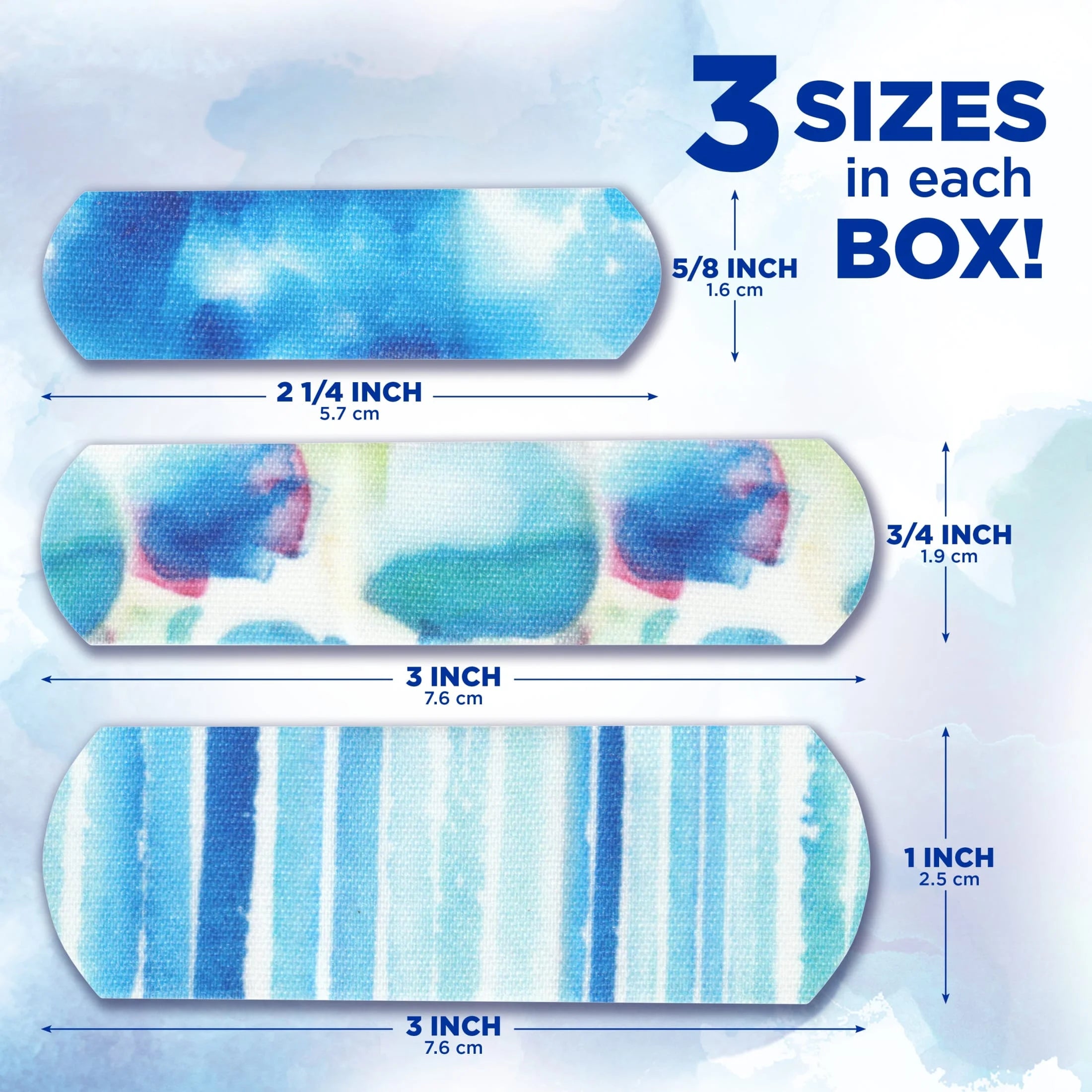 (3 Pack)  Brand Flexible Fabric Bandages, Water Color, Assorted, 30 Count