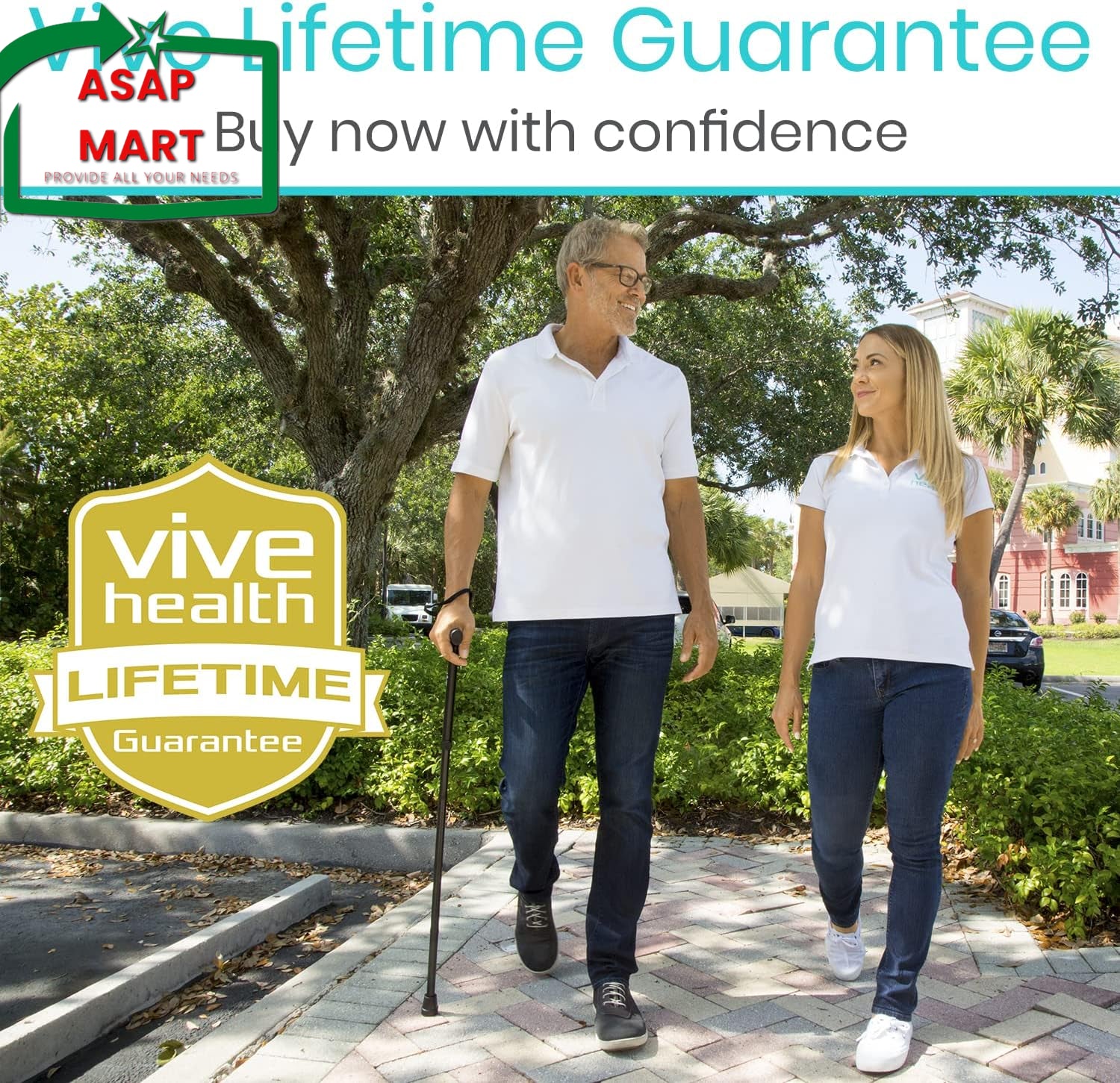 Vive Folding Cane - Foldable Walking Cane for Men, Women - Fold-Up, Collapsible.