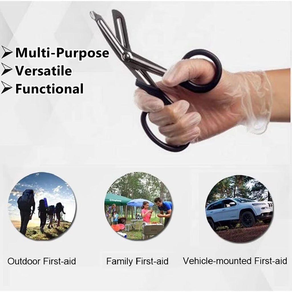12/Pack Black Handle Trauma Shears 7.25" Stainless Steel Scissors for Paramedics, EMT, Nurses, Firefighters + More
