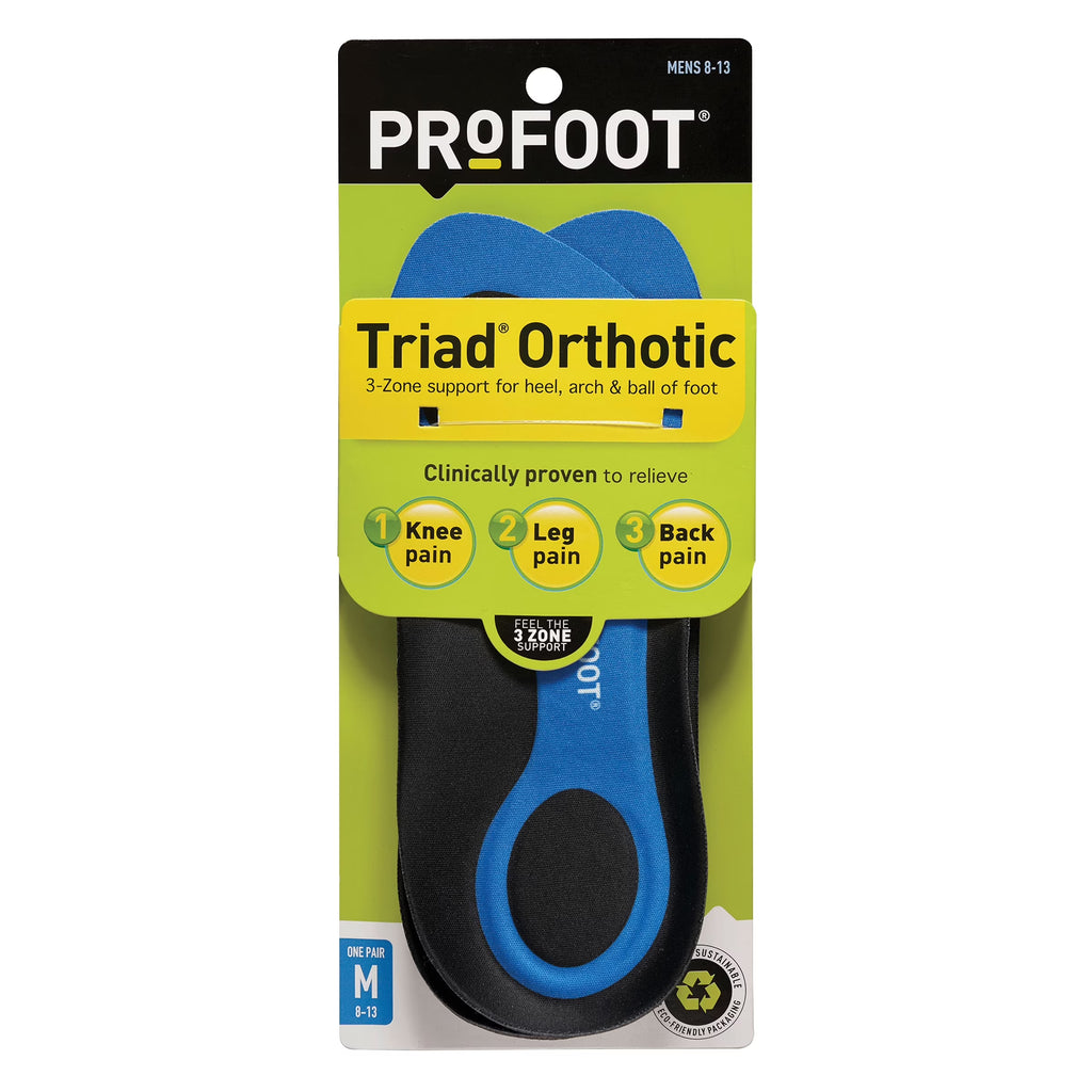 (3 Pack)  Triad Orthotic Insoles for Knee, Leg & Back Pain, Men'S 8-13, 1 Pair