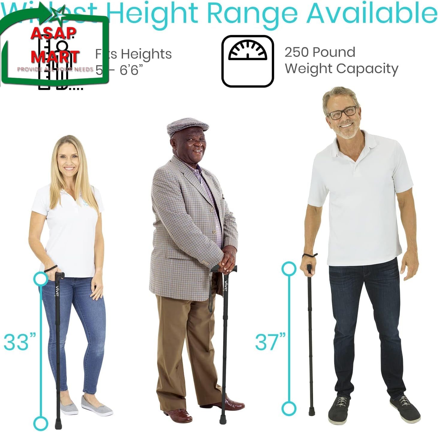 Vive Folding Cane - Foldable Walking Cane for Men, Women - Fold-Up, Collapsible.